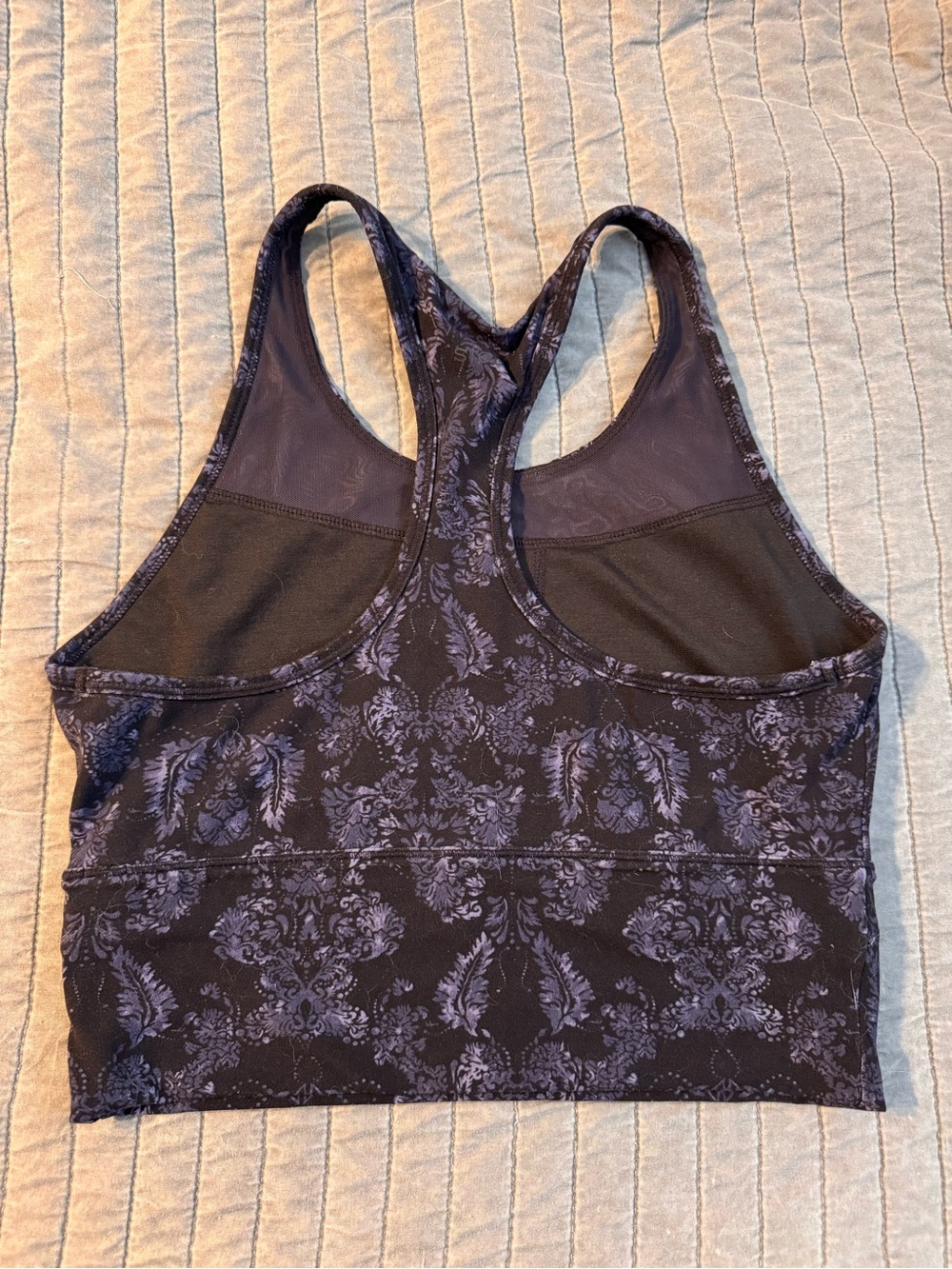 Purple Patterned Racerback Tank Crop Top - Picture 2 of 3